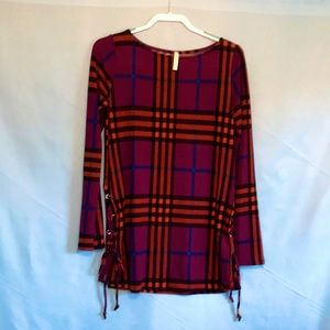 MTS Checkered Long Sleeve Top Medium NWOT